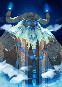 Dáuw, God of crafts and mountains who protects the faithful from harm.