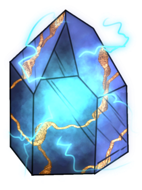 Regulite, an azure gem with golden streaks, and a light sparking of electric static.